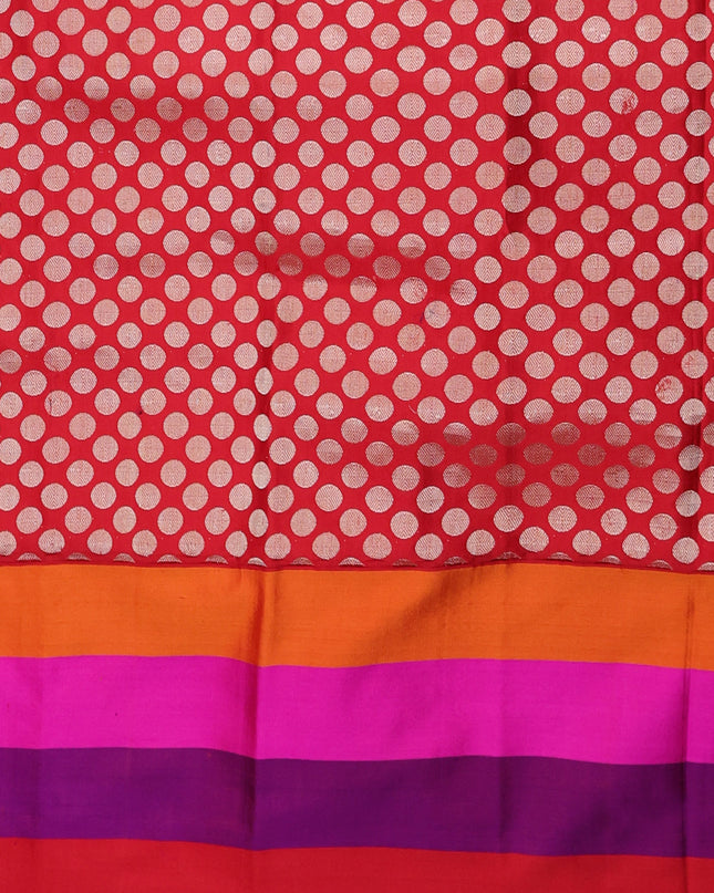Blue - Red Banarasi Tanshoi Silk Saree