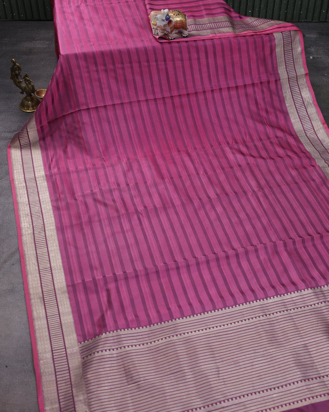 Mauve Pink Banarasi Tanshoi Silk Saree