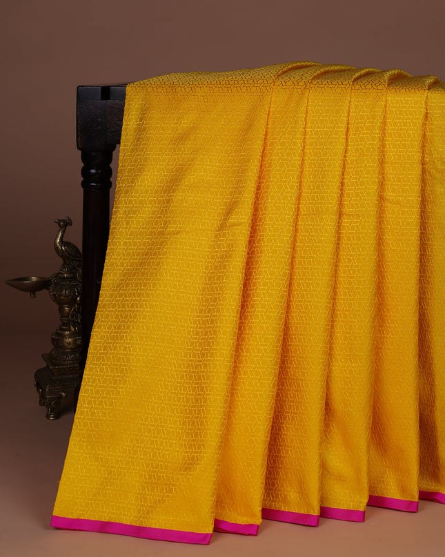 Mango Yellow Banarasi Tanshoi Silk Saree
