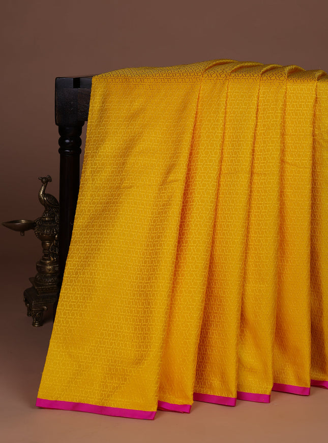 Mango Yellow Banarasi Tanshoi Silk Saree