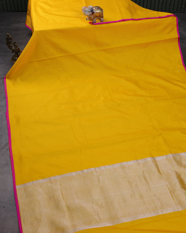 Mango Yellow Banarasi Tanshoi Silk Saree