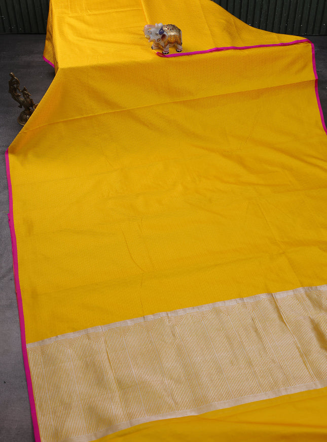Mango Yellow Banarasi Tanshoi Silk Saree
