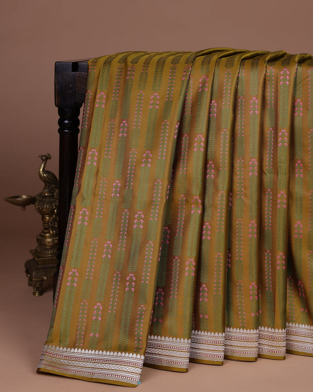 Mehendi Green Banarasi Tanshoi Silk Saree