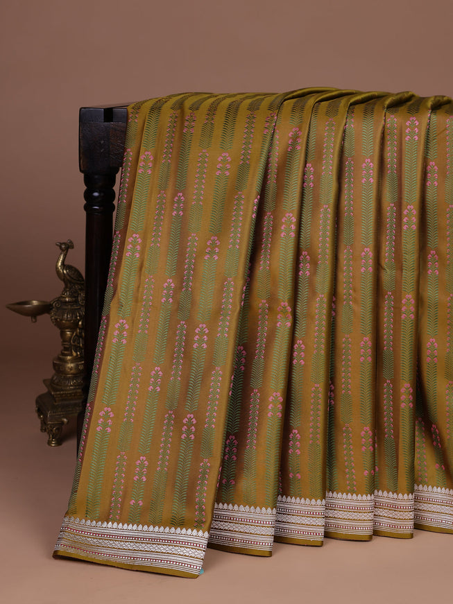 Mehendi Green Banarasi Tanshoi Silk Saree