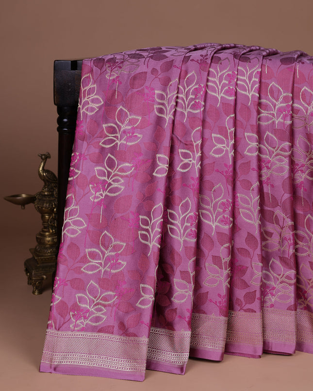 Muave Pink Banarasi Tanshoi Silk Saree