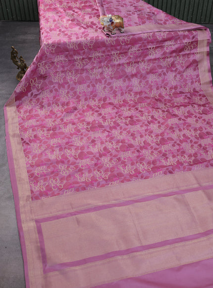 Muave Pink Banarasi Tanshoi Silk Saree