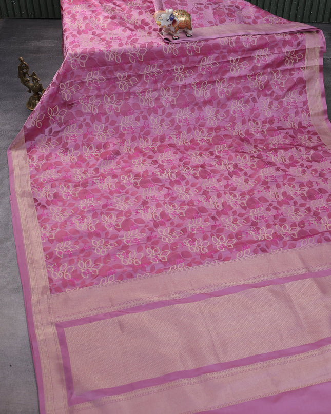 Muave Pink Banarasi Tanshoi Silk Saree