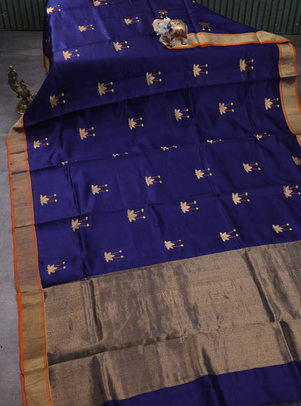 Blue-Orange Chanderi Silk Saree