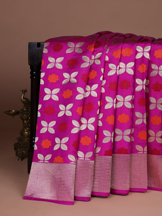Pink Chanderi Silk Saree