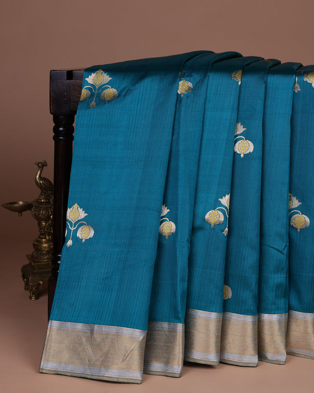 Teal Green Chanderi Silk Saree
