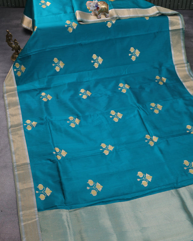 Teal Green Chanderi Silk Saree