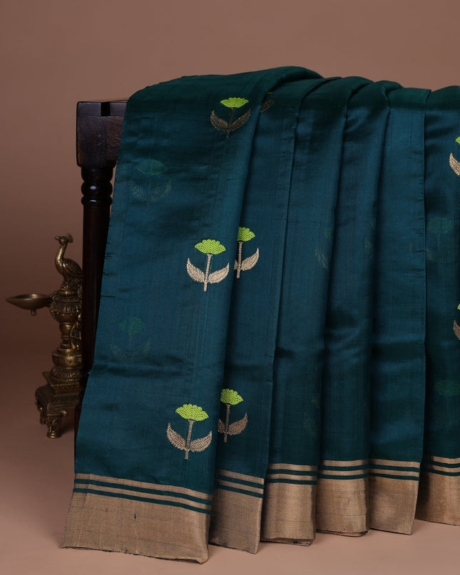 Peacock Green Chanderi Silk Saree