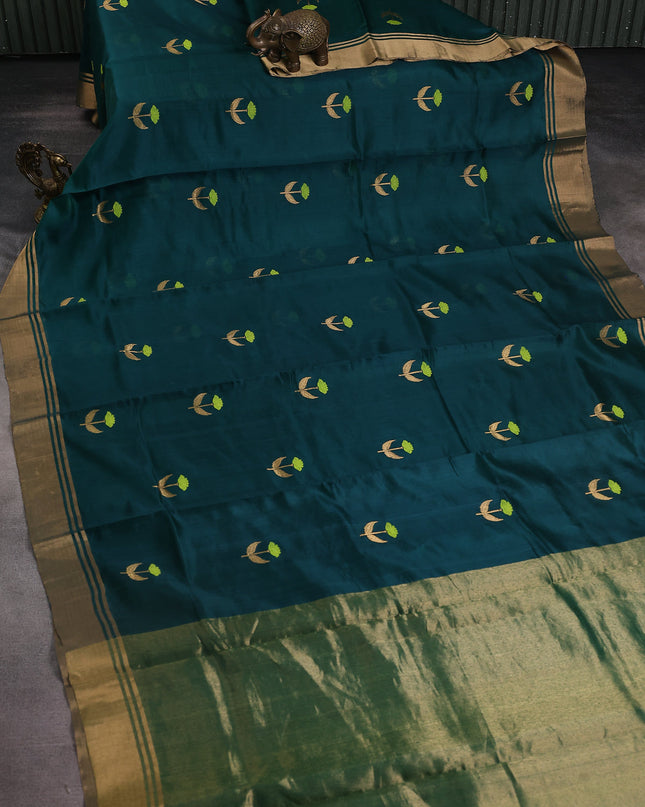 Peacock Green Chanderi Silk Saree