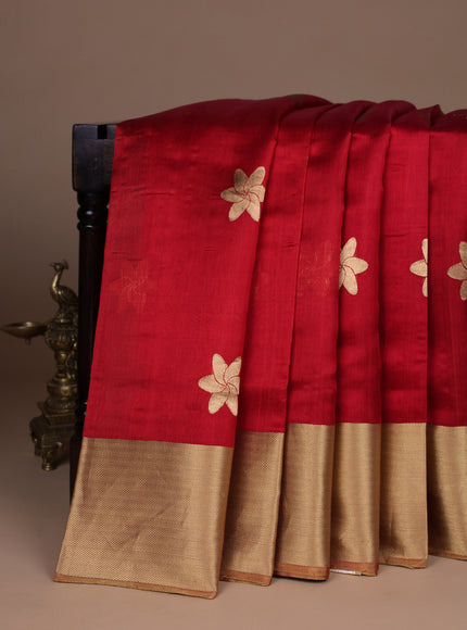Red Chanderi Silk Saree