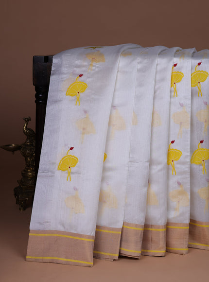Off White Chanderi Silk Saree