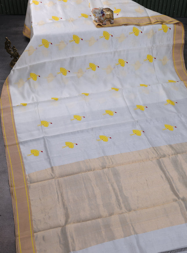 Off White Chanderi Silk Saree