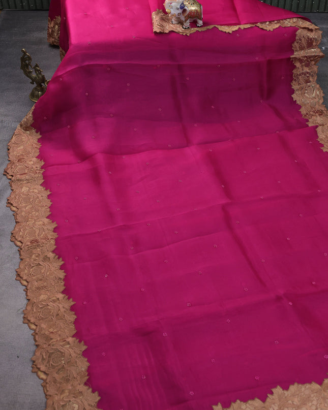 Pink Organza Silk Saree