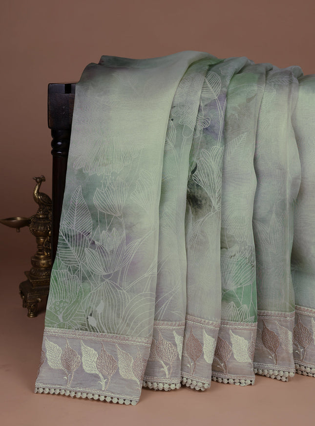 Pastel Green Organza Silk Saree