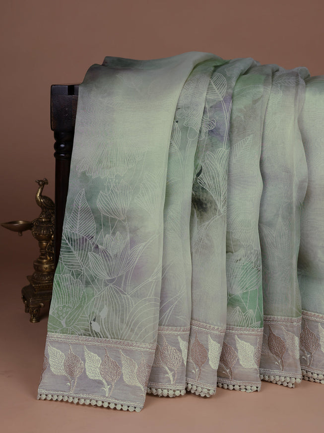 Pastel Green Organza Silk Saree