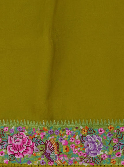 Lime Yellow Organza Silk Saree