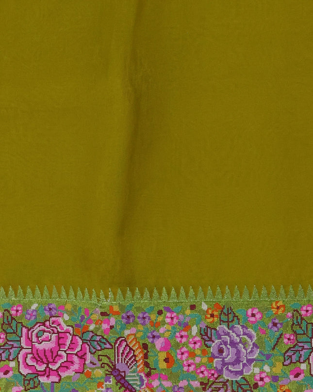 Lime Yellow Organza Silk Saree