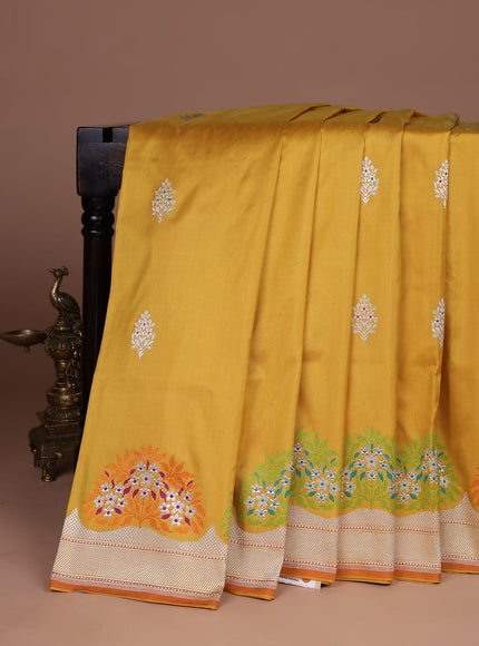 Mustard Yellow Banarasi Silk Saree