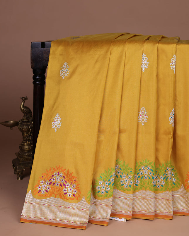 Mustard Yellow Banarasi Silk Saree