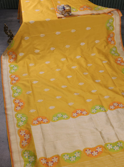 Mustard Yellow Banarasi Silk Saree