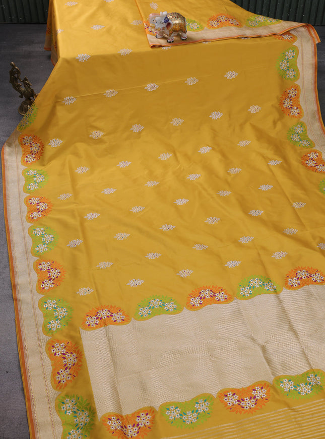 Mustard Yellow Banarasi Silk Saree