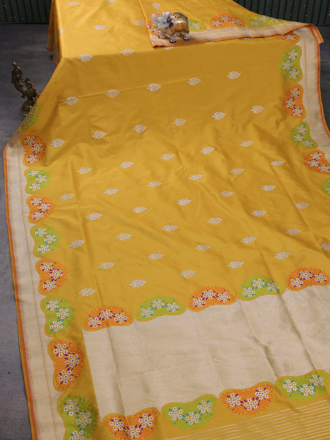Mustard Yellow Banarasi Silk Saree