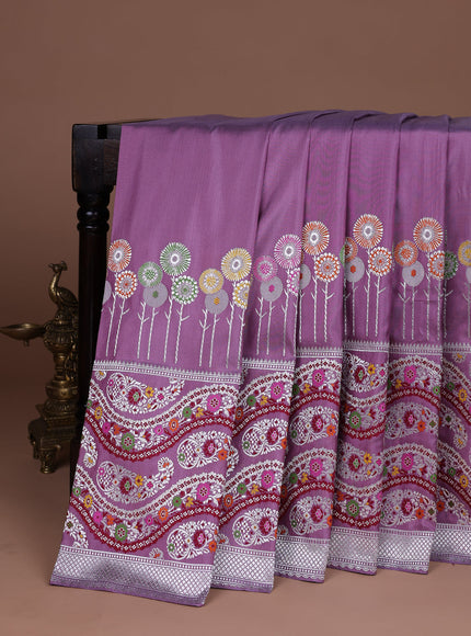 Lavender Banarasi Silk Saree