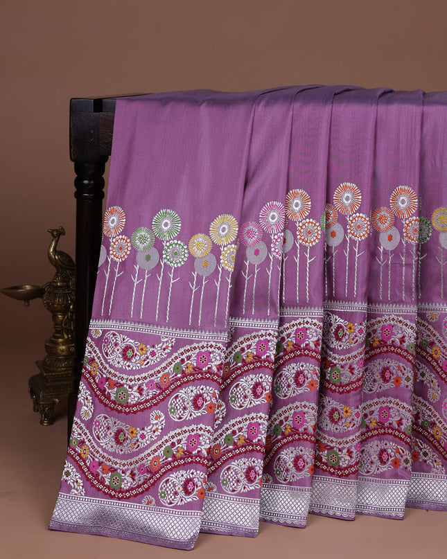Lavender Banarasi Silk Saree