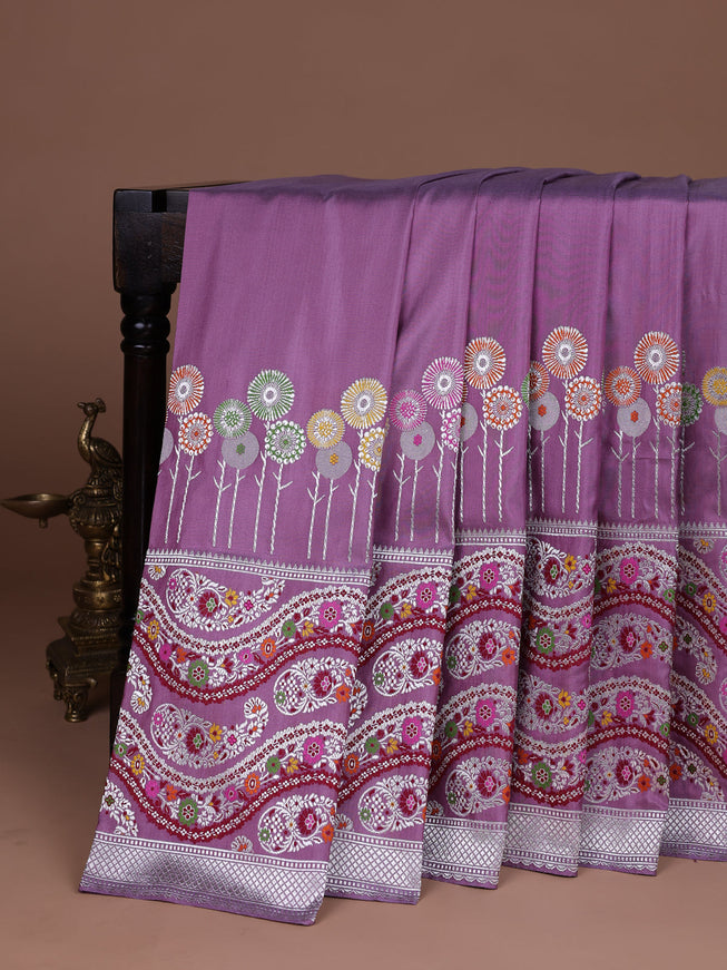 Lavender Banarasi Silk Saree