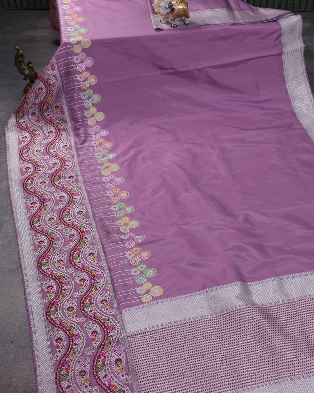 Lavender Banarasi Silk Saree