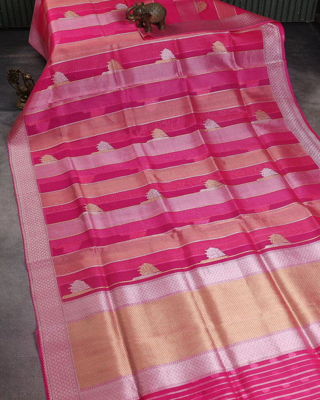 Candy Pink Banarasi Kora Saree