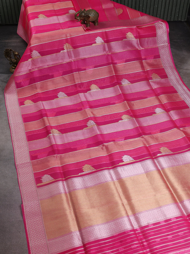 Candy Pink Banarasi Kora Saree