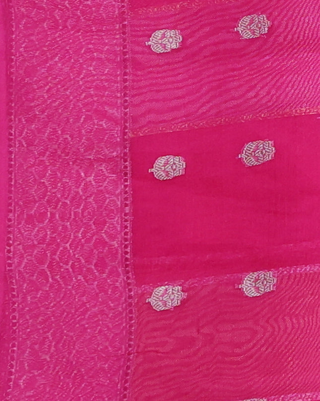 Candy Pink Banarasi Kora Saree