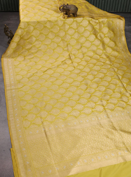 Lime Yellow Banarasi Silk Saree