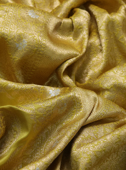 Lime Yellow Banarasi Silk Saree