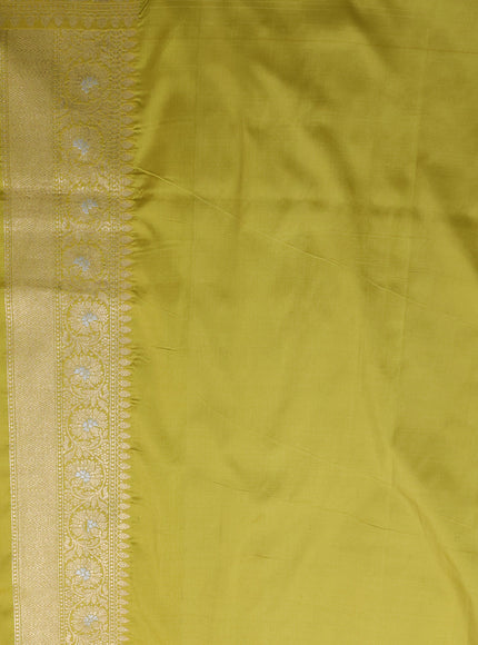 Lime Yellow Banarasi Silk Saree