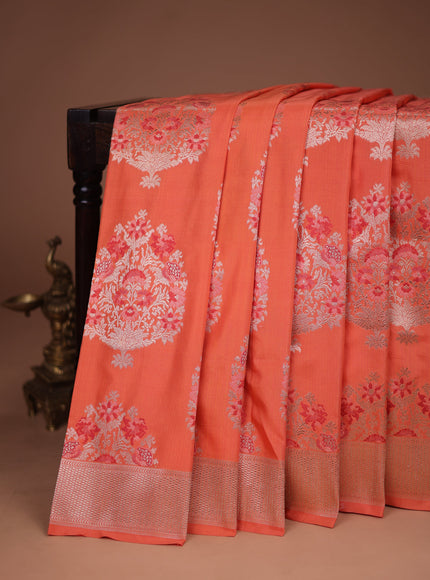 Orange Banarasi Silk Saree