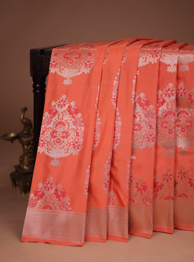 Orange Banarasi Silk Saree