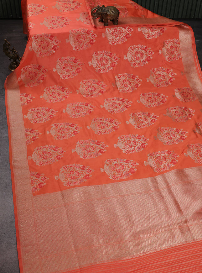 Orange Banarasi Silk Saree