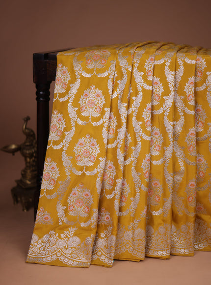 Mustard Yellow Banarasi Silk Saree
