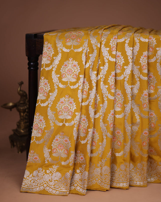 Mustard Yellow Banarasi Silk Saree