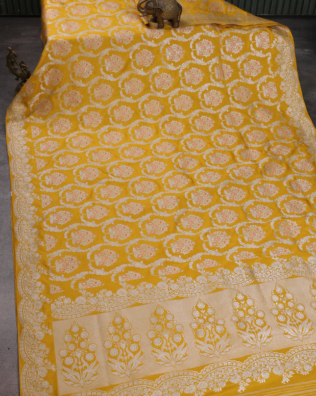 Mustard Yellow Banarasi Silk Saree