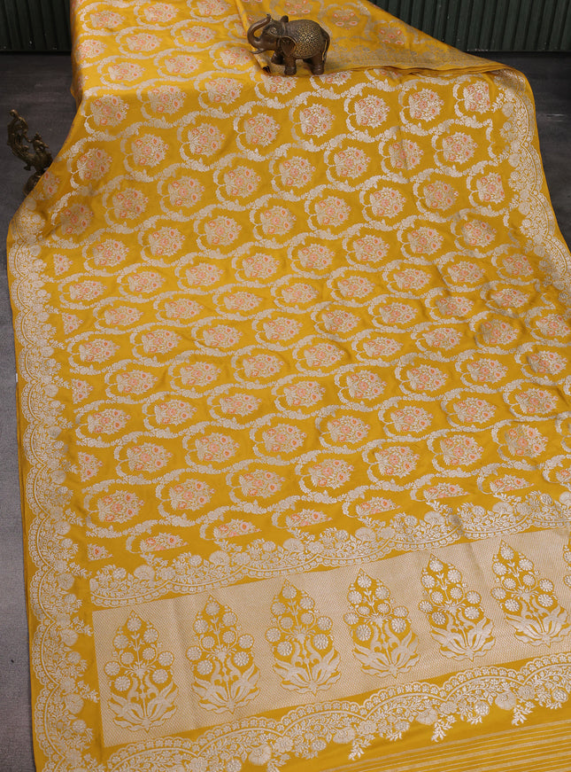 Mustard Yellow Banarasi Silk Saree