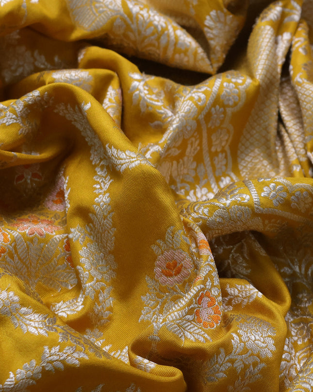 Mustard Yellow Banarasi Silk Saree