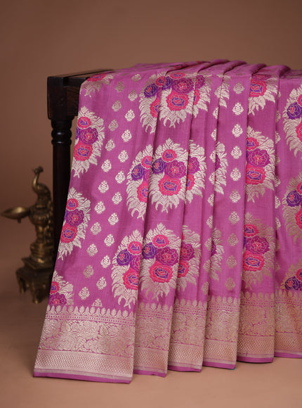 Mauve Pink Banarasi Silk Saree