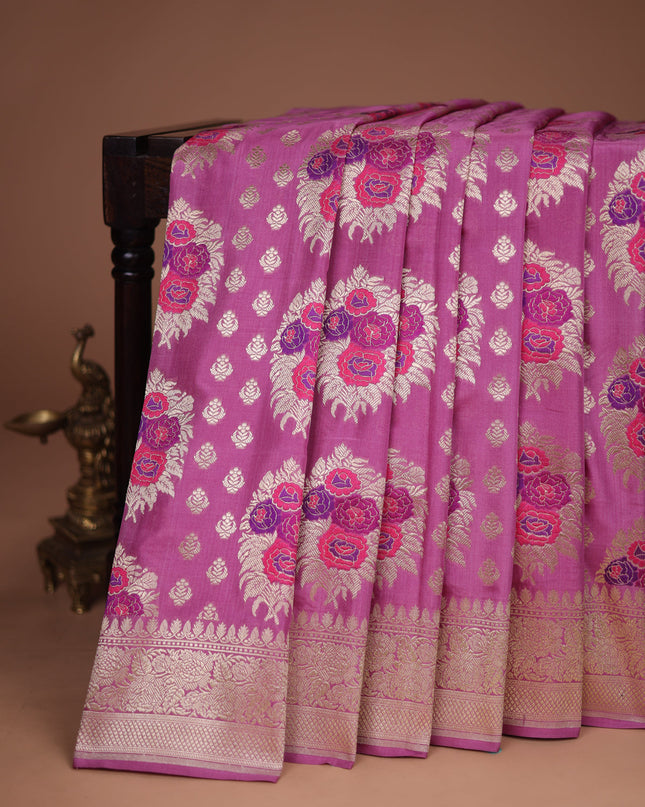 Mauve Pink Banarasi Silk Saree
